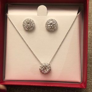 Cubic zirconia earrings & necklace never worn